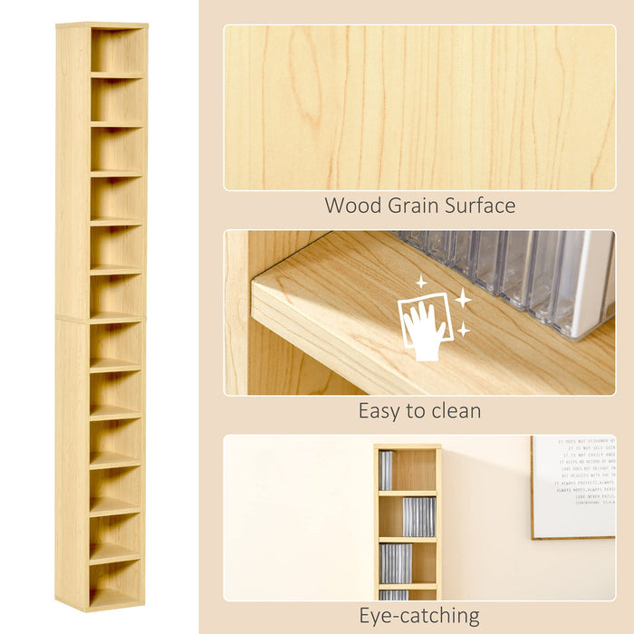 HOMCOM Multimedia Cabinet MDF (Medium-Density Fiberboard) Pine Wood Colour