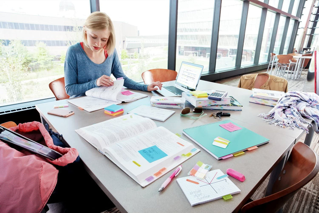 Post-it Notes Markers Page Markers Blue, Orange, Pink, Yellow 5 Pads of 50 Sheets
