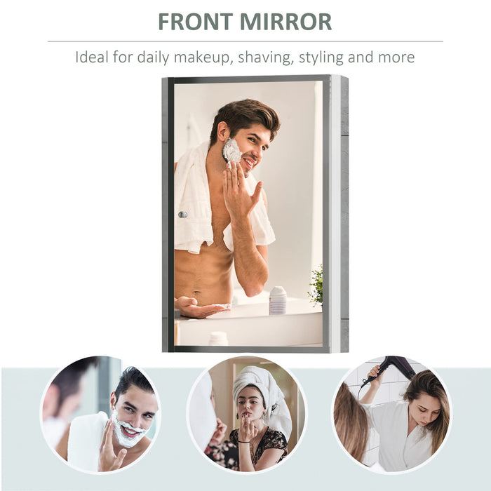 HOMCOM Mirror Cabinet 834-060 Glass, Stainless Steel Silver 400 mm x 130 mm x 600 mm