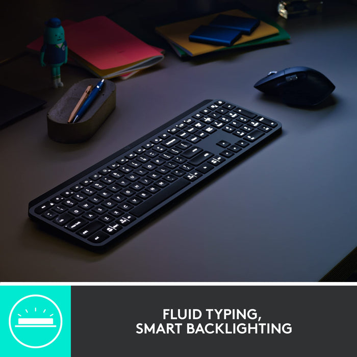 Logitech MX Keys Combo for Business - Keyboard and mouse set - backlit - wireless - Bluetooth LE - QWERTZ - German - graphite