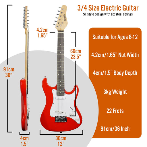 3rd Avenue Electric Guitar Rocket Series Red Set