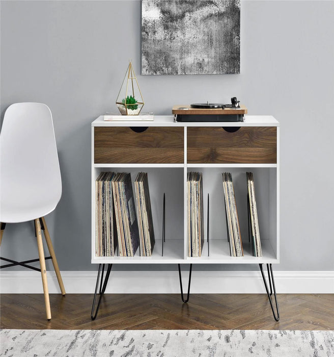 Novogratz AV Stands 1323015COMUK White/Oak 1,008 (W) x 457 (D) x 808 (H) mm MDF, Metal