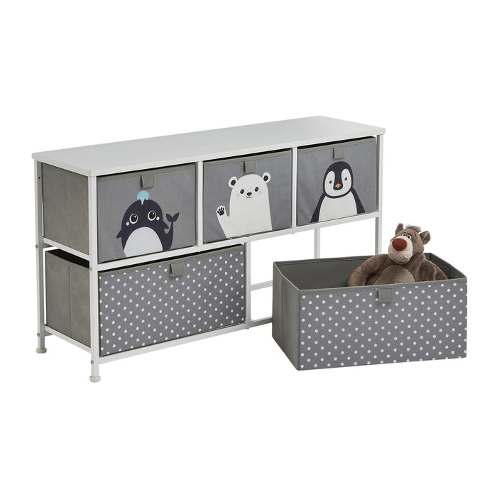 Liberty House Toys Storage Chest 5L-206-POL Steel and Fabric 2+ 1,000 (W) x 300 (D) x 550 (H) mm Grey