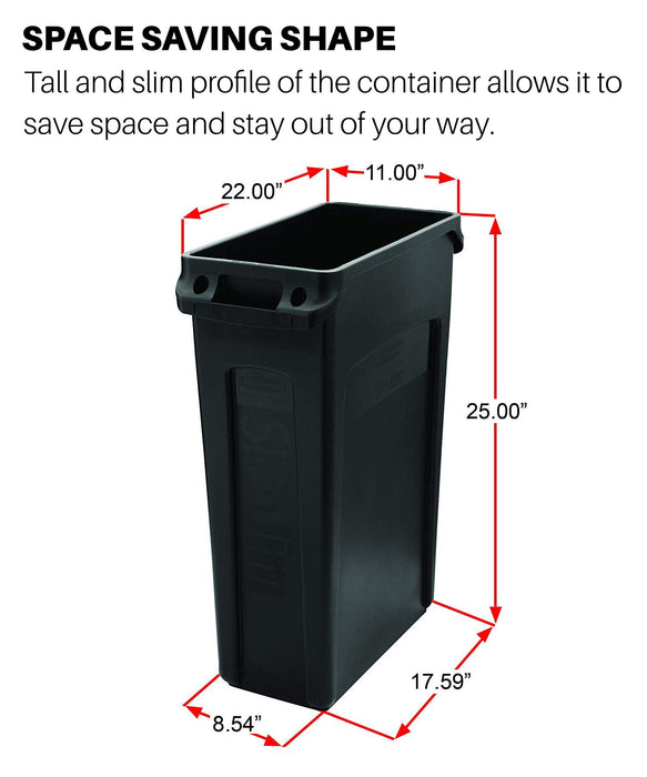 Rubbermaid Waste Bin Slim Jim Grey 27.9 x 55.8 x 63.5 cm