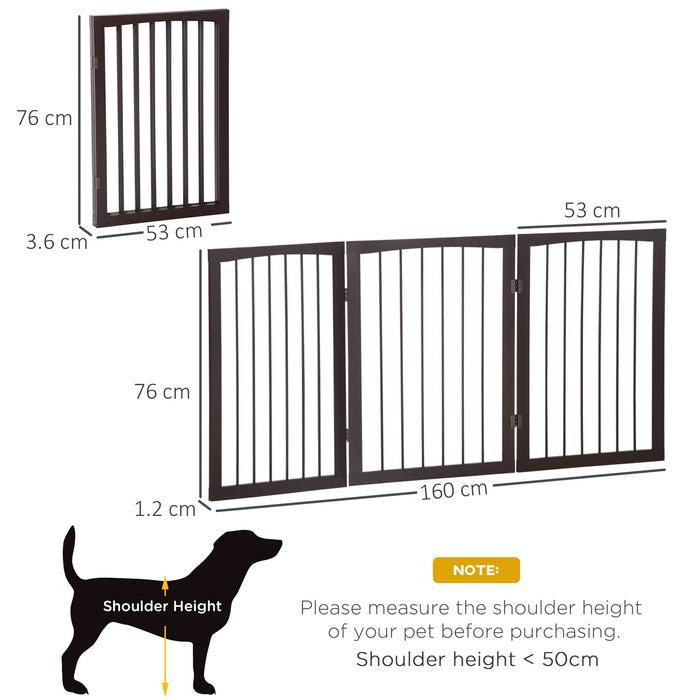 PawHut Folding Pet Gate Dark brown 1540 mm x 12 mm x 760 mm