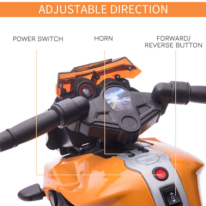 HOMCOM Kids 6V Electric Motorcycle Ride-On Toy Battery Orange