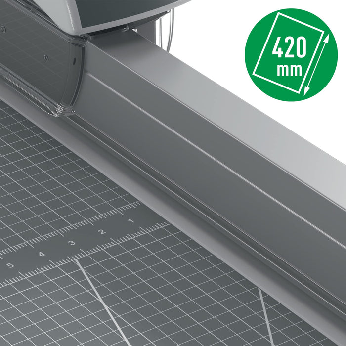 Leitz Precision Office Paper Trimmer 9028 A3 420 mm Retractable Rotary Blade Straight, Wave and Perforated Cut Grey 15 Sheets