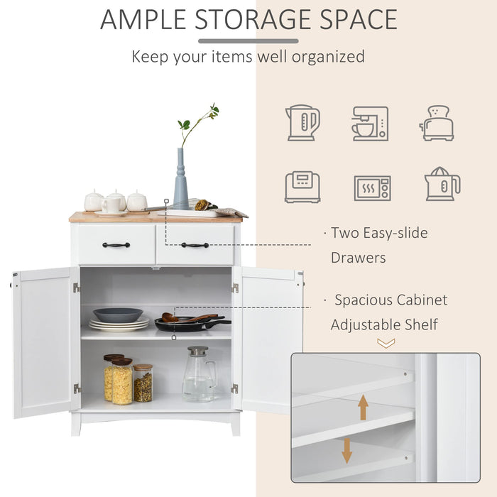 HOMCOM Storage Cabinet White Rubber Wood 400 x 940 mm