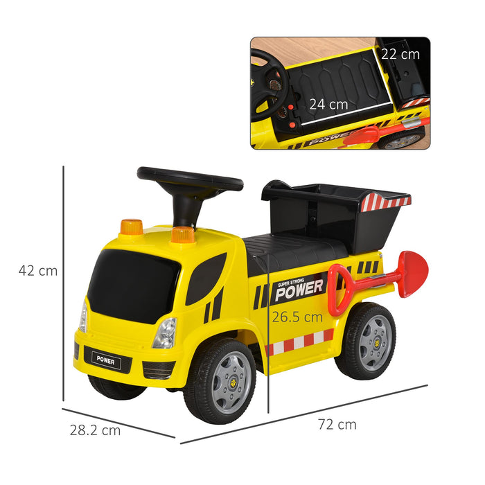 HOMCOM Ride On Car Kids Truck Storage with Tipping Bucket Yellow