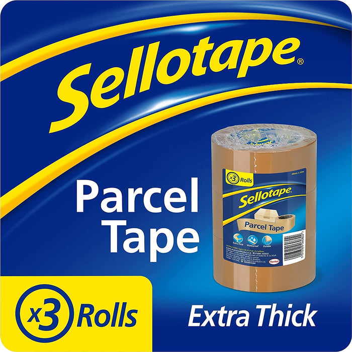 Sellotape Packaging Tape Sellotape Logo Brown 105 mm (W) x 0.105 m (L) PP (Polypropylene) Pack of 3