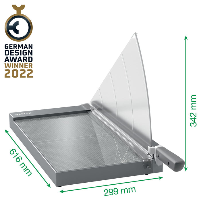 Leitz Precision Office Pro Guillotine Paper Cutter 9024 A3 420 mm Steel Blade Premium Glass Bed EdgeGlow Light Grey 25 Sheets