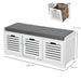 HOMCOM White Storage Bench with 2 Drawers and Removable Grey Seat