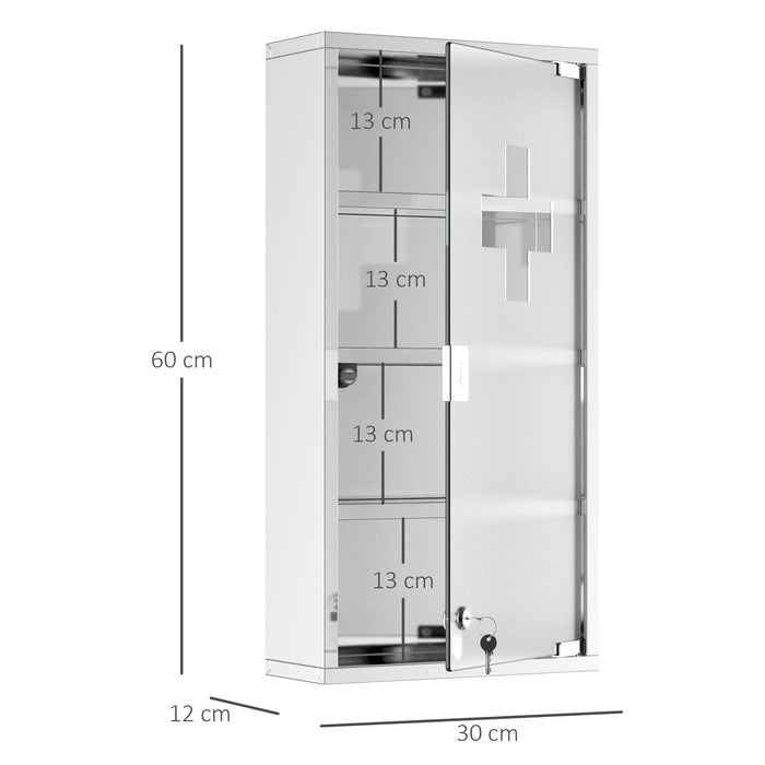 HOMCOM Medicine Cabinet 02-0330 Stainless Steel, Stalinite Silver 300 mm x 120 mm x 600 mm