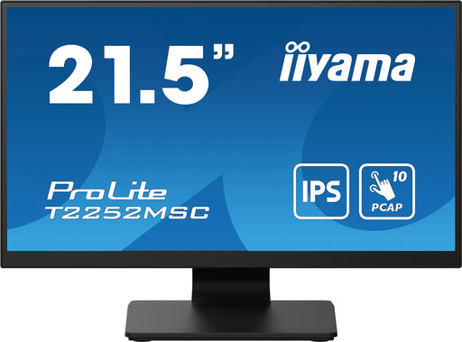 iiyama ProLite T2252MSC-B2 - LED monitor - 22" (21.5" viewable) - touchscreen - 1920 x 1080 Full HD (1080p) @ 60 Hz - IPS - 250 cd/m² - 1000:1 - 5 ms - HDMI, DisplayPort - speakers - black, matte finish