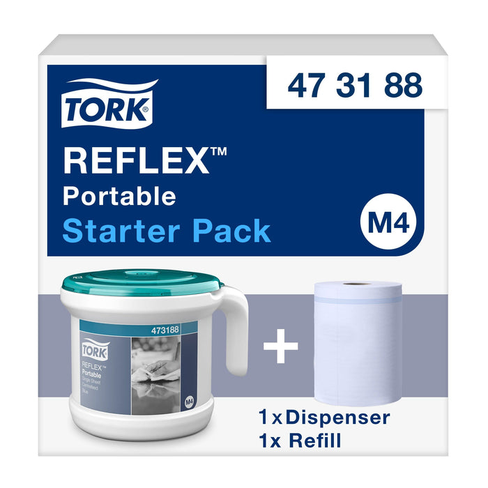 Tork Portable Dispenser with Centrefeed Roll M4 Reflex Plastic Blue 26.7 x 22 x 22.6 cm