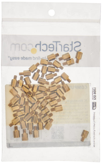 StarTech.com Replacement PC Mounting 6-32 to M3 Metal Jack Screws Standoff 50 Pack