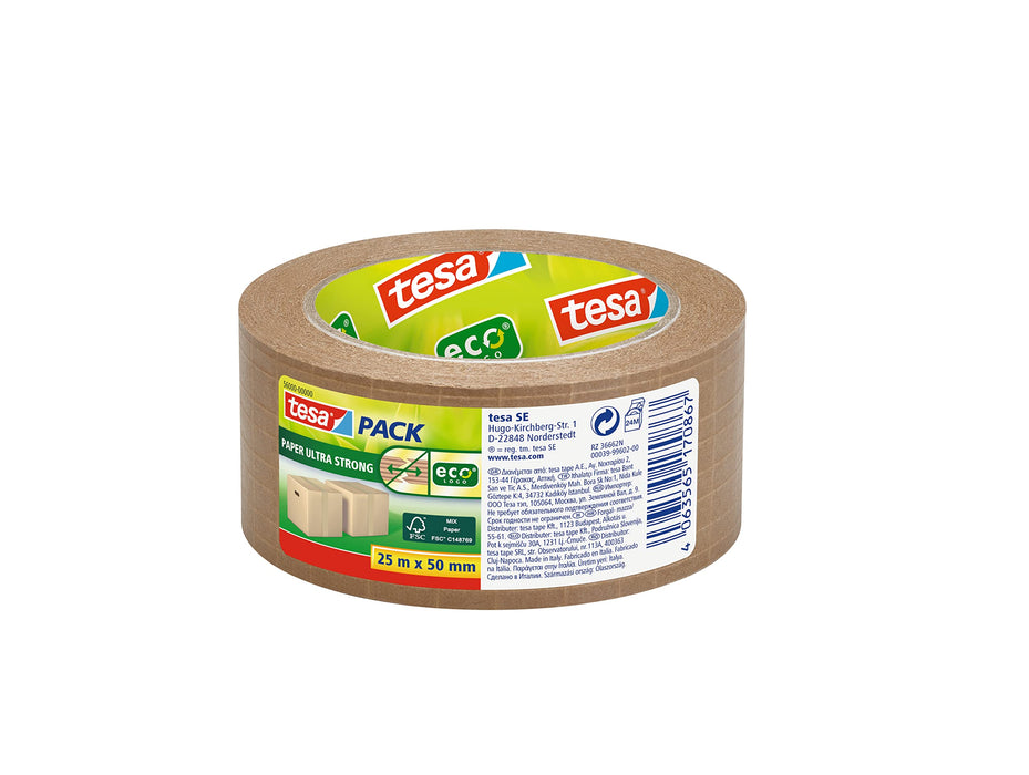 tesa Packaging Tape tesapack Paper Ultra Strong Brown 113 mm (W) x 0.113 m (L) Glasfiber Filament Re-inforced Paper