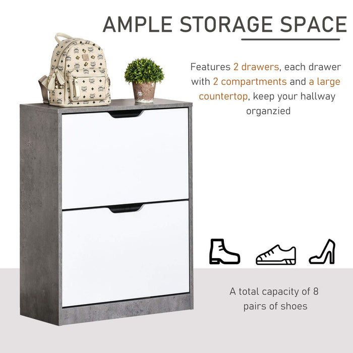 HOMCOM Shoe Cabinet Particleboard Grey and White 62.5 x 26 x 81 cm