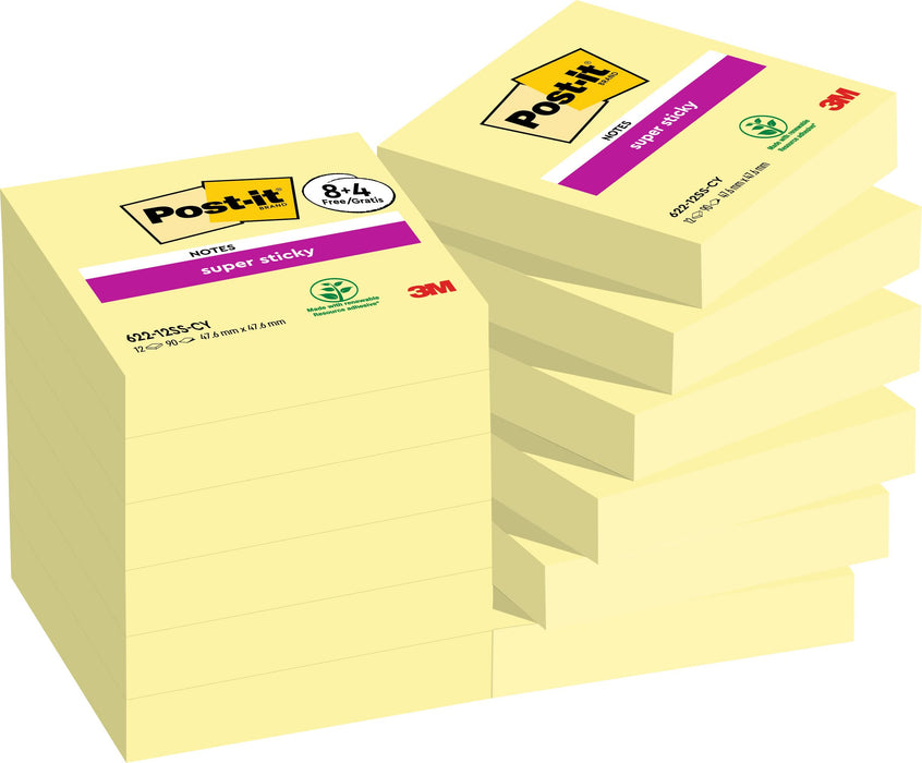Post-It S/Stick 47.6X47.6 C/Ylw Pk12