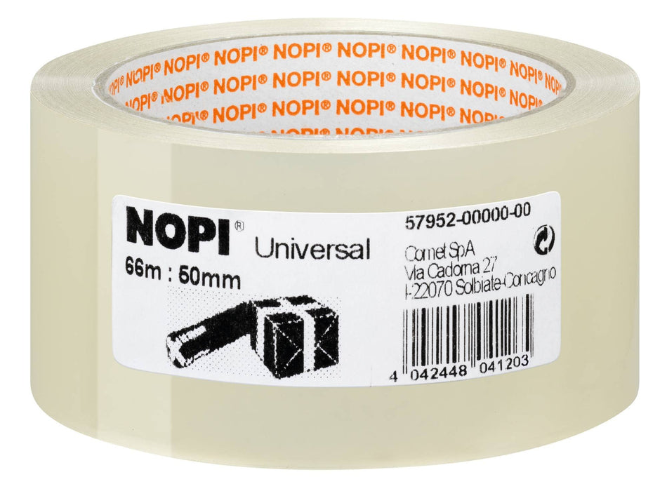 Nopi Packaging Tape Transparent 50 mm (W) x 66 m (L) Polypropylene Universal
