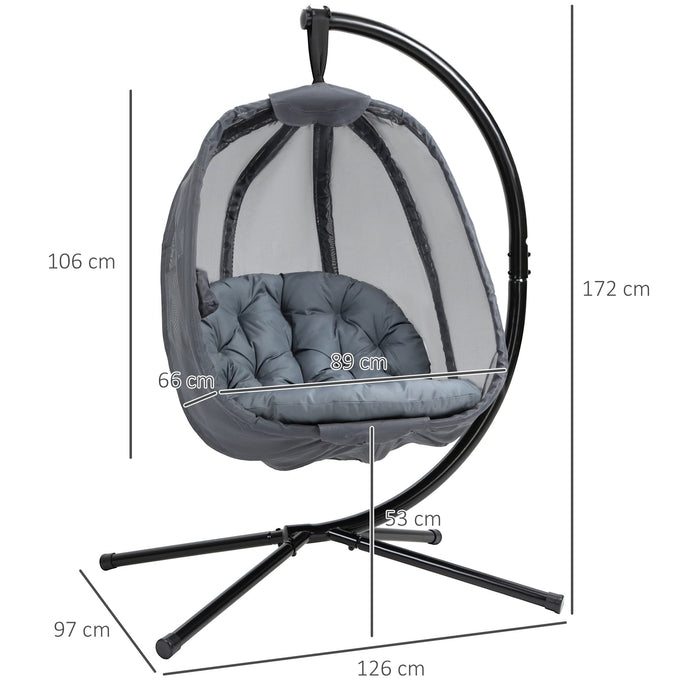 OutSunny Hanging Chair Steel, Mesh, PL (Polyester), PP (Polypropylene) Cotton Grey 970 x 1,260 x 1,720 mm