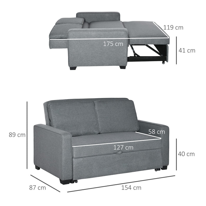 HOMCOM Sofa Bed Grey 870 x 890 mm