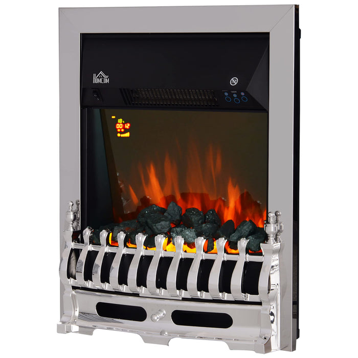 HOMCOM Modern Electric Fireplace Silver