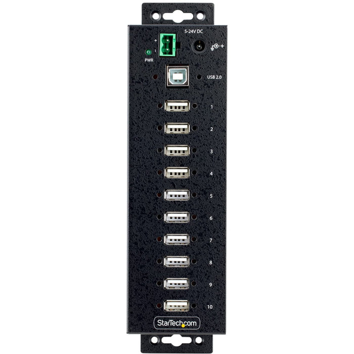 StarTech.com 10-Port Industrial USB 2.0 Rugged Hub with ESD Level 4 Protection