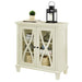 DOREL HOME Ellington PB, Glass; Paper Wrap; Metal Storage Cabinet Non Lockable 800.10 (W) x 379.98 (D) x 862.84 (H) mm Ivory