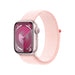Apple Watch Series 9 (GPS) - 41 mm - pink aluminum - smart watch with sport loop - soft double-layer nylon - light pink - 64 GB - Wi-Fi, UWB, Bluetooth - 31.9 g