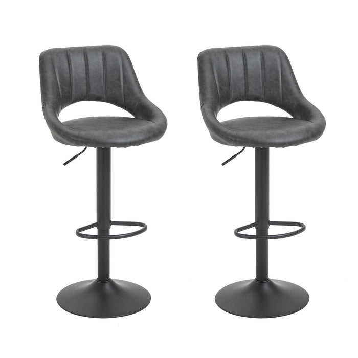 HOMCOM Bar Stool Leather Grey Pack of 2