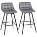 HOMCOM Counter Chair Velvet Touch Grey Pack of 2