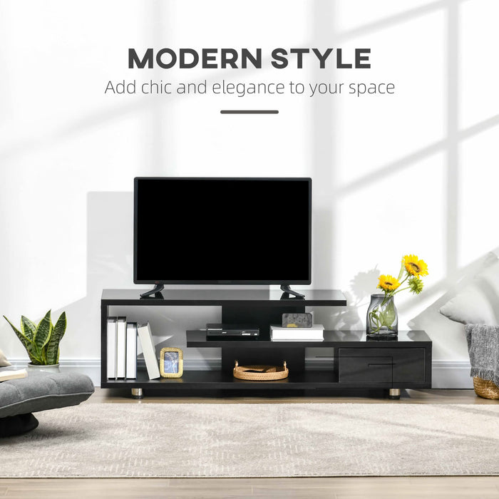 HOMCOM TV Stand Particleboard Black 135 x 35 x 41.7 cm