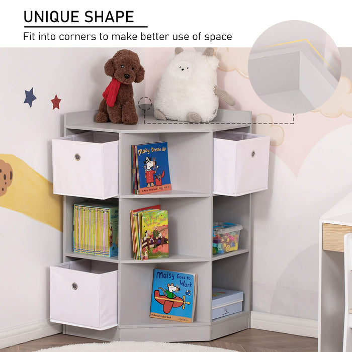 HOMCOM Kids Storage Cabinet 311-044GY Grey 57.4 (W) x 57.4 (D) x 94 (H) mm MDF, Melamine, Non-woven fabric