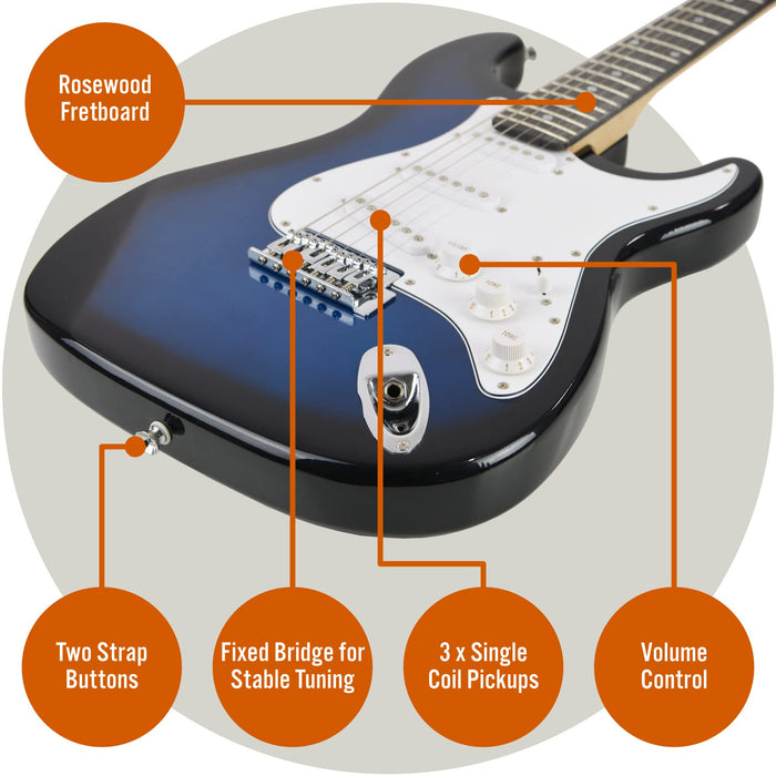 3rd Avenue Junior Electric Guitar Blueburst Set