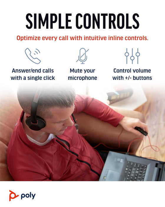 Poly Blackwire 5220 Stereo USB-A Wired Headset