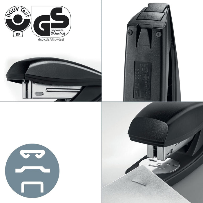 Leitz NeXXt Recycle Stapler 5604 CO2 Compensated Half Strip Black 30 Sheets 24/6, 26/6 94% Recycled Plastic