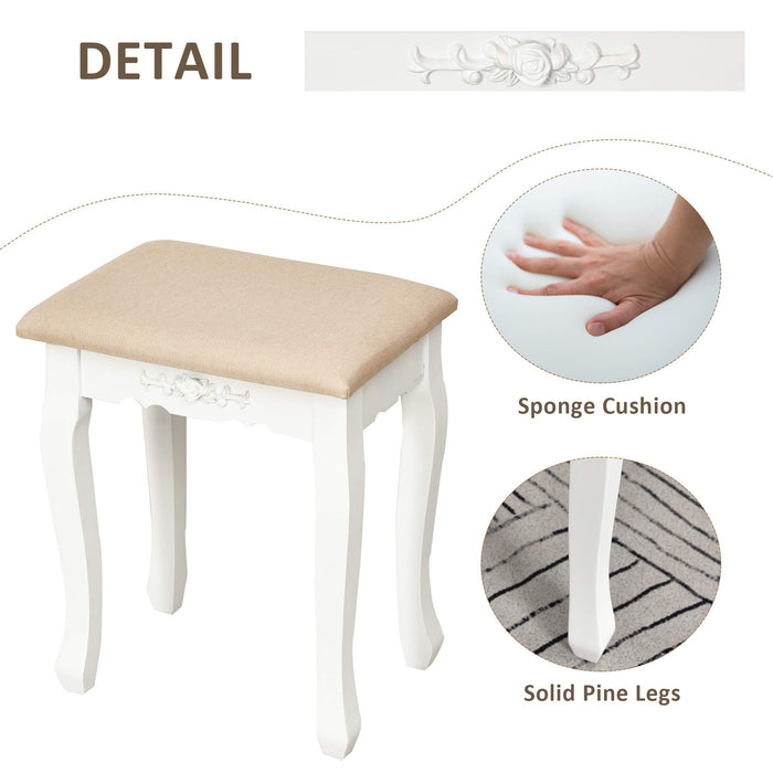 HOMCOM Dressing Table Set White 5 Drawers