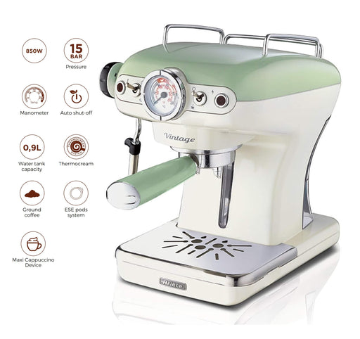 Ariete Vintage 1389 Espresso Coffee Machine 0.9L Green