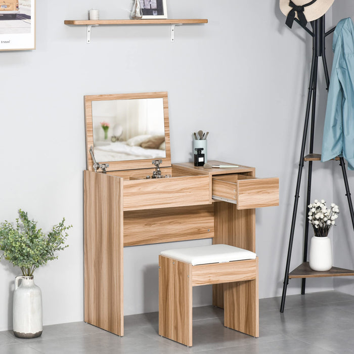 HOMCOM Dressing Table 831-193 Foam, Glass, Leather, Particle Board Wood 400 mm x 800 mm x 790 mm