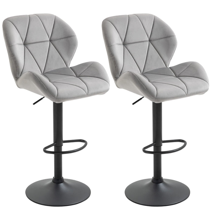 HOMCOM Bar Stool Fabric Light Grey Pack of 2