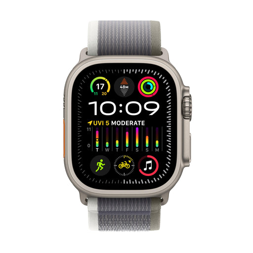 Apple Watch Ultra 2 - 49 mm - titanium - smart watch with Trail Loop - nylon weave - green/gray - band size: M/L - 64 GB - Wi-Fi, LTE, UWB, Bluetooth - 4G - 61.4 g