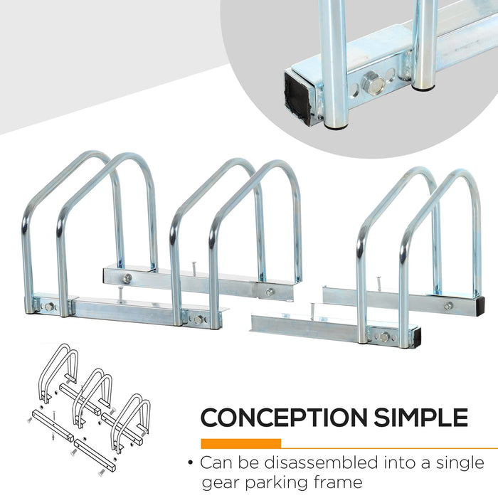HOMCOM 6-Bike Floor Parking Stand-Silver