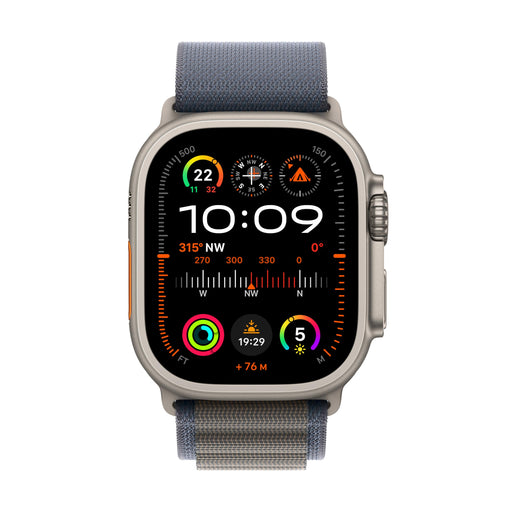 Apple Watch Ultra 2 - 49 mm - titanium - smart watch with Trail Loop - nylon weave - orange/beige - band size: M/L - 64 GB - Wi-Fi, LTE, UWB, Bluetooth - 4G - 61.4 g