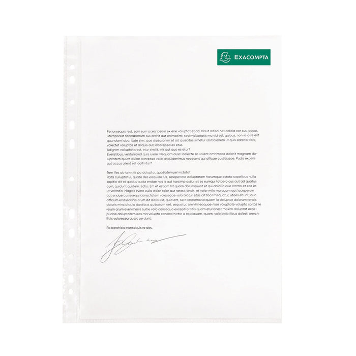 Exacompta Punched Pockets A4 Orange Peel Transparent 0,05mm PP Up 5150E Pack of 50