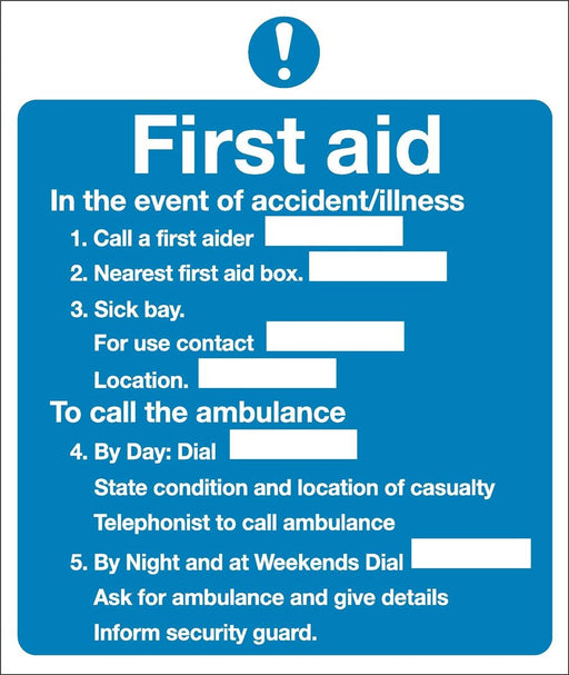 First Aid Sign First Aid Vinyl 23 x 19.5 cm