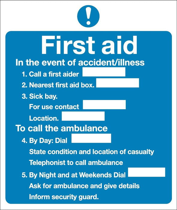 First Aid Sign First Aid Vinyl 23 x 19.5 cm