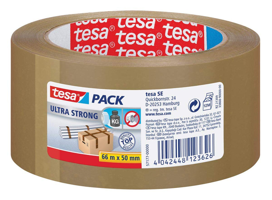 tesa Packaging Tape tesapack Ultra Strong Brown 50 mm (W) x 66 m (L) PVC (Polyvinyl Chloride)