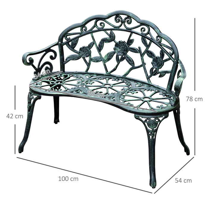 OutSunny Garden Bench 01-0794 Cast Aluminum Antique Green