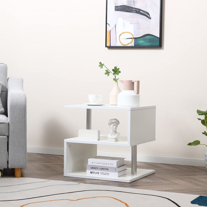 Homcom Coffee Table Organizer with 2 Drawers White 500 x 500 x 500 mm